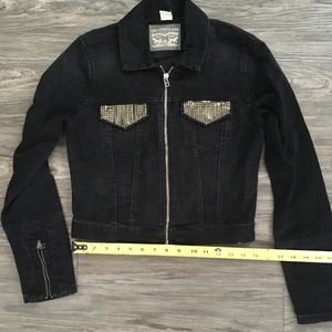 Levi’s sequined short denim rocker jacket